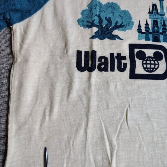 Walt Disney World Raglan T-Shirt White Blue Retro Park Life Logo - Picture 6 of 11
